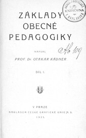 Základy obecné pedagogiky.Díl II.
