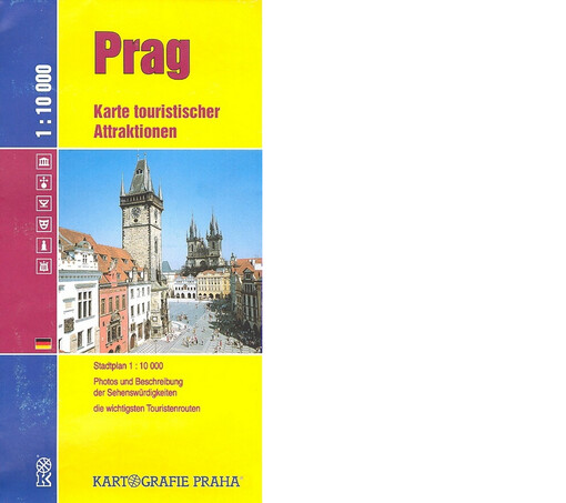 Prag Karte touristischer Attraktionen : Stadtplan 1:10 000