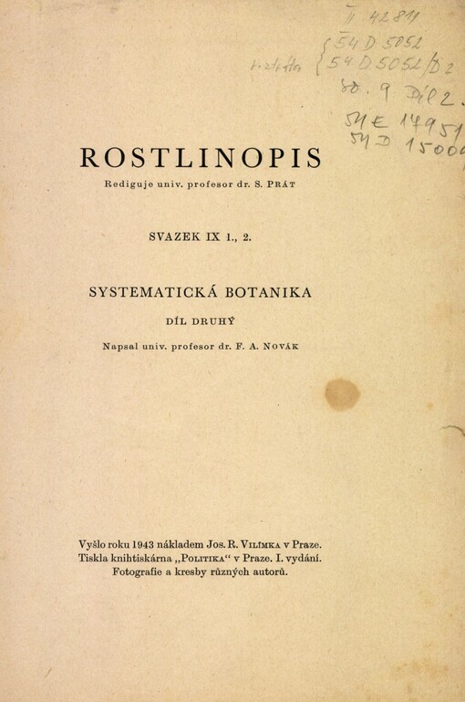 Rostlinopis.Svazek IX. 1, 2,Systematická botanika.