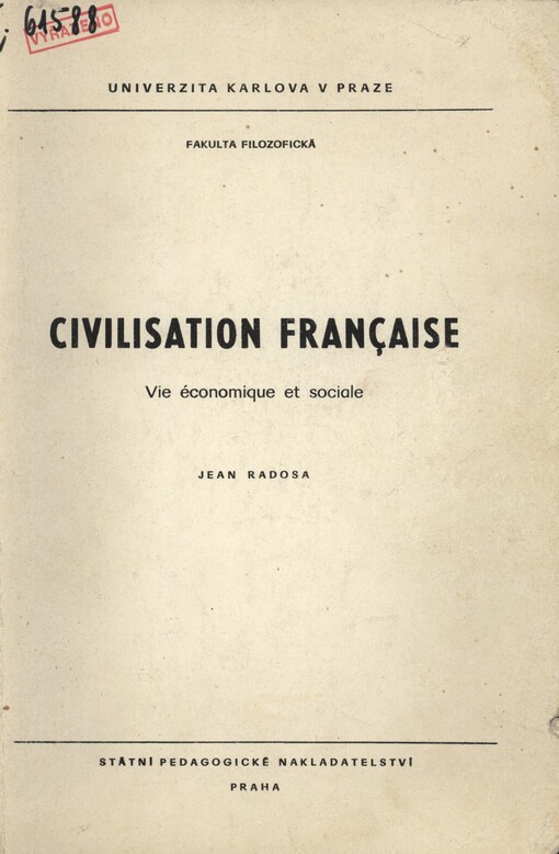 Civilisation française: Vie économique et sociale : Určeno pro posl. fak. filozof