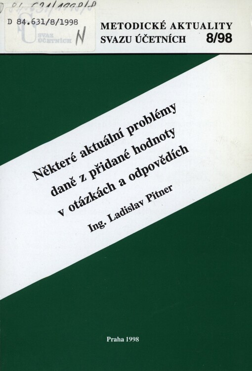 Některé aktuální problémy daně z přidané hodnoty v otázkách a odpovědích
