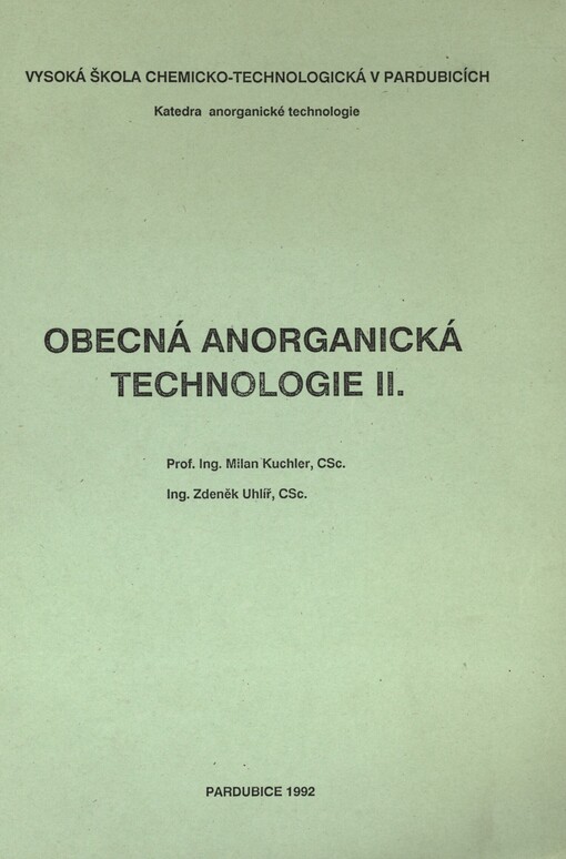 Obecná anorganická technologie II