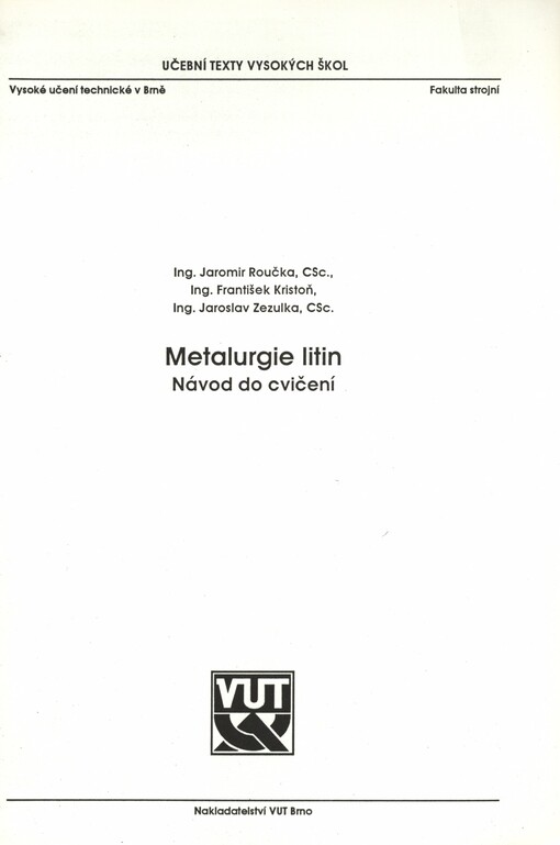 Metalurgie litin :návod na cvičení