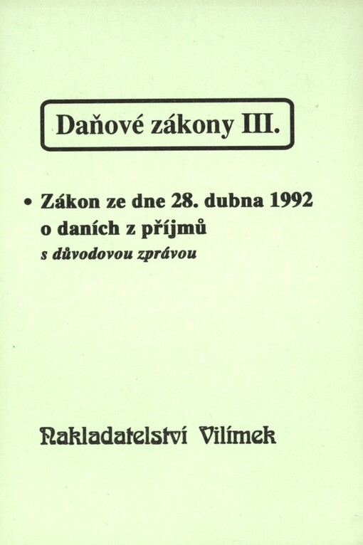 Daňové zákony III