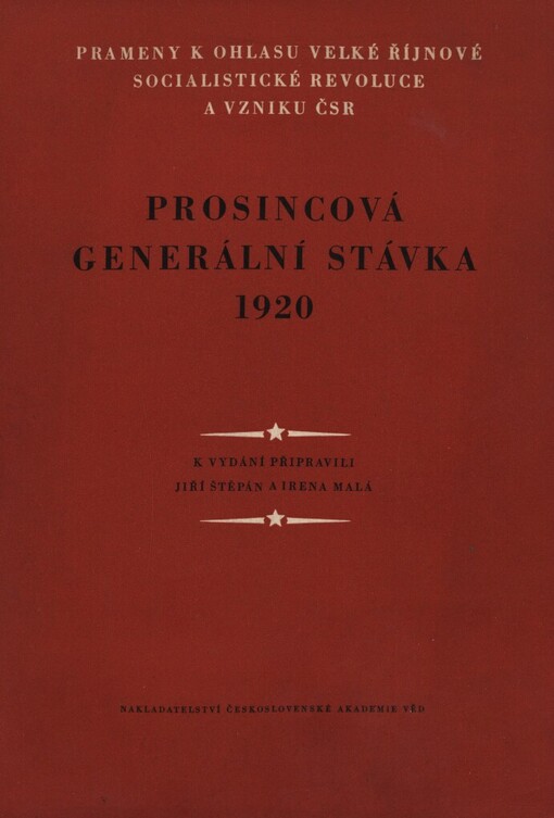 Prosincová generální stávka 1920 :Sborník dokumentů