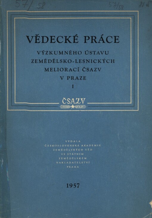 Vědecké práce Výzkumného ústavu zemědělsko-lesnických meliorací ČSAZV v Praze