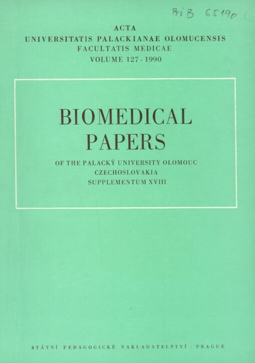 Acta Universitatis Palackianae Olomucensis facultatis medicae. Biomedical Papers of the Palacký University Olomouc, Czechoslovakia