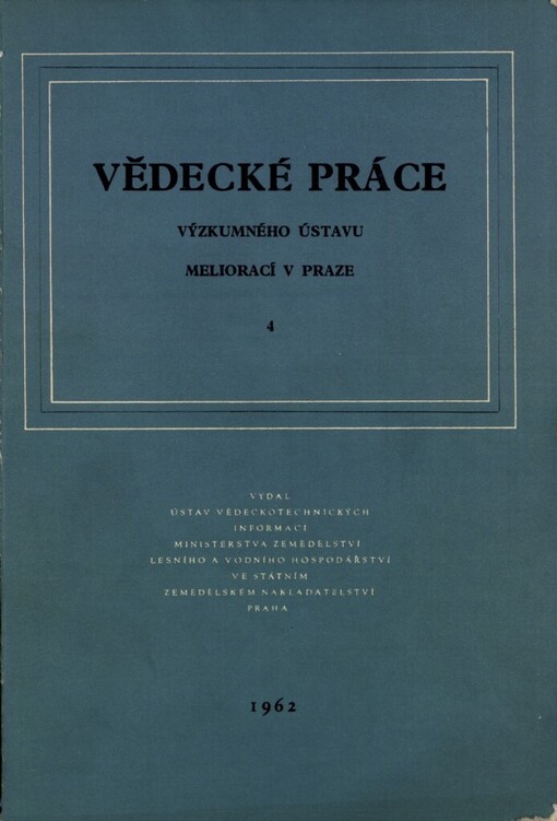 Vědecké práce Výzkumného ústavu meliorací ČSAZV v Praze