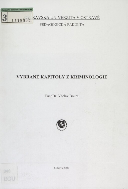 Vybrané kapitoly z kriminologie