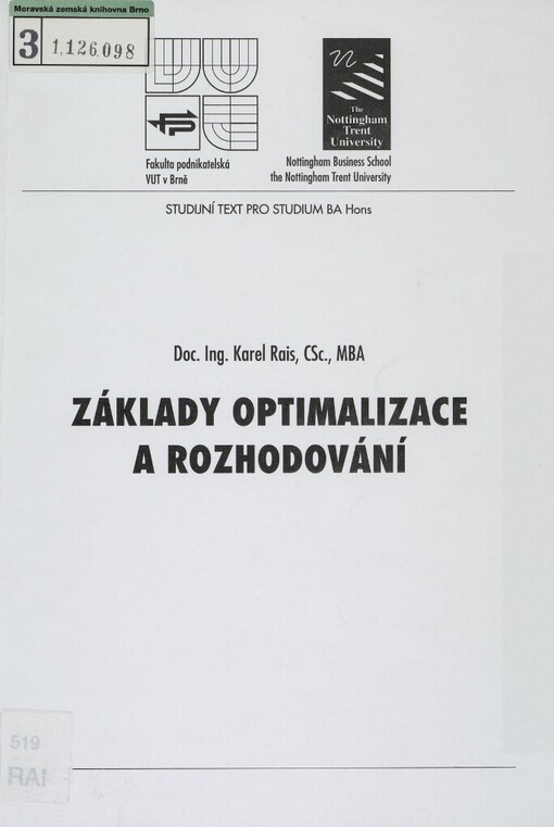 Základy optimalizace a rozhodování