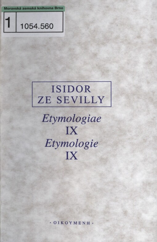 Etymologiae IX =Etymologie IX