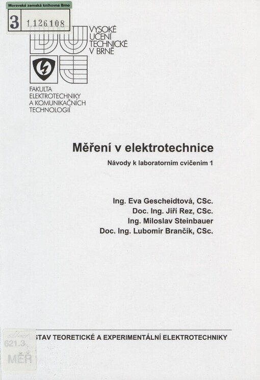 Měření v elektrotechnice: návody k laboratorním cvičením 1