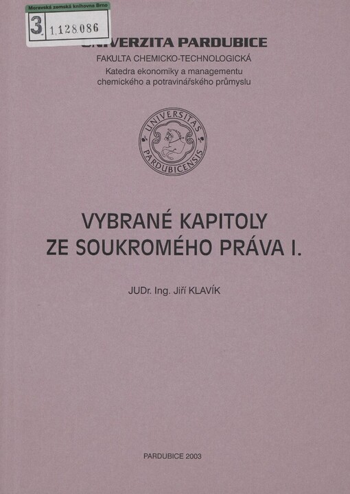 Vybrané kapitoly ze soukromého práva I.