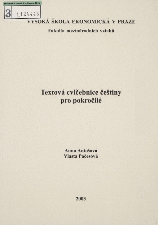 Textová cvičebnice češtiny pro pokročilé