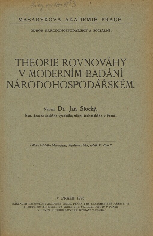 Theorie rovnováhy v moderním badání národohospodářském