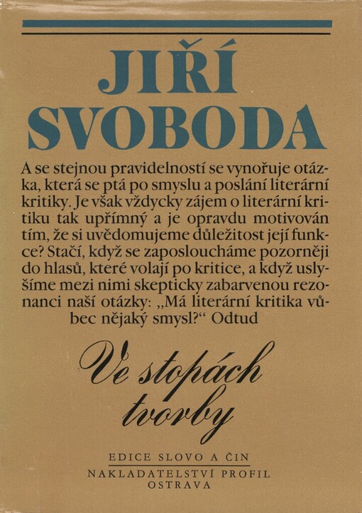 Ve stopách tvorby : studie, portréty, kritické sondy