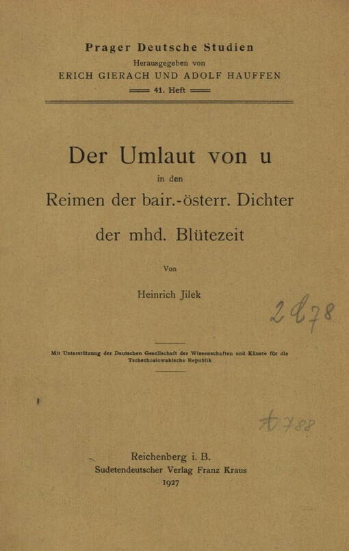 Umlaut von u in den Reimen der bair.-österr. Dichter der mhd. Blütezeit