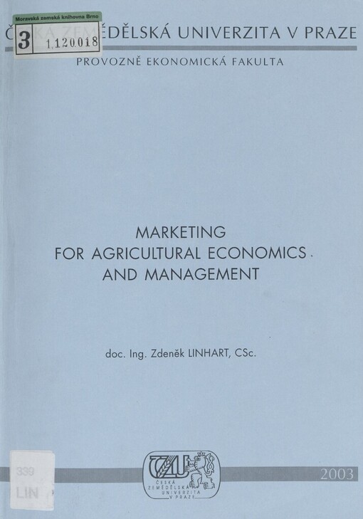 Marketing for agricultural economics and management