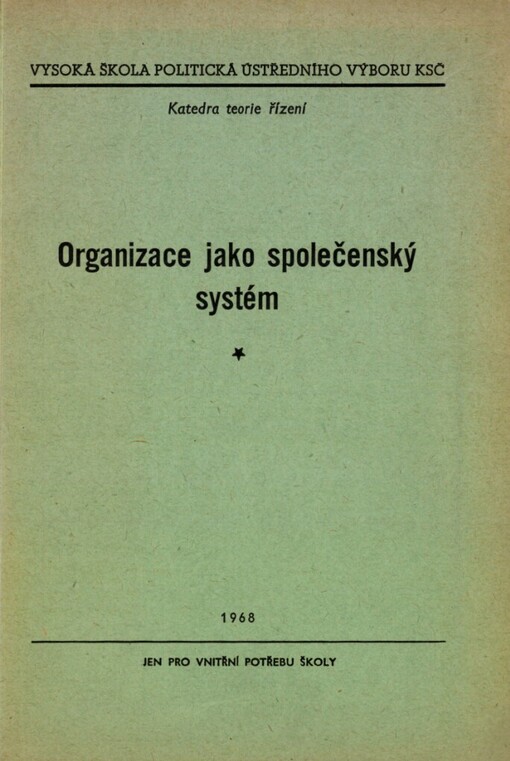Organizace jako společenský systém
