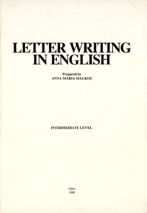 Letter writing in English :rationale and models for social and business letters