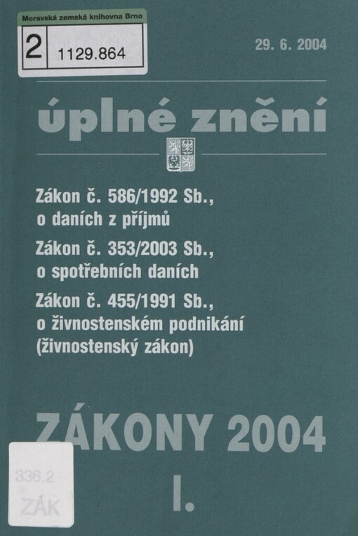 Zákony 2004.I/3 : aktualizace : 29.6.2004 : úplné znění