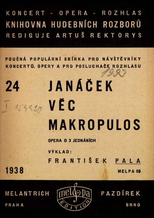 Janáček: Věc Makropulos: opera o 3 jednáních