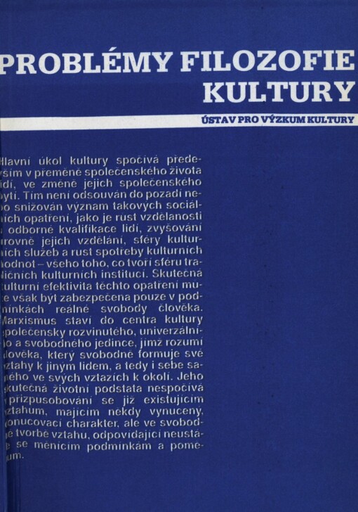 Problémy filozofie kultury :výsledek historicko-materialistické analýzy