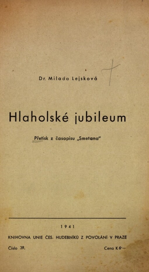 Hlaholské jubileum: přetisk z časopisu Smetana