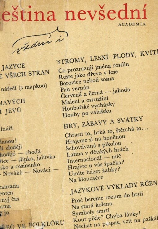 Čeština všední i nevšední :čtvrtý výběr jazykových koutků Čs. rozhlasu z dialektologie, frazeologie a onomastiky
