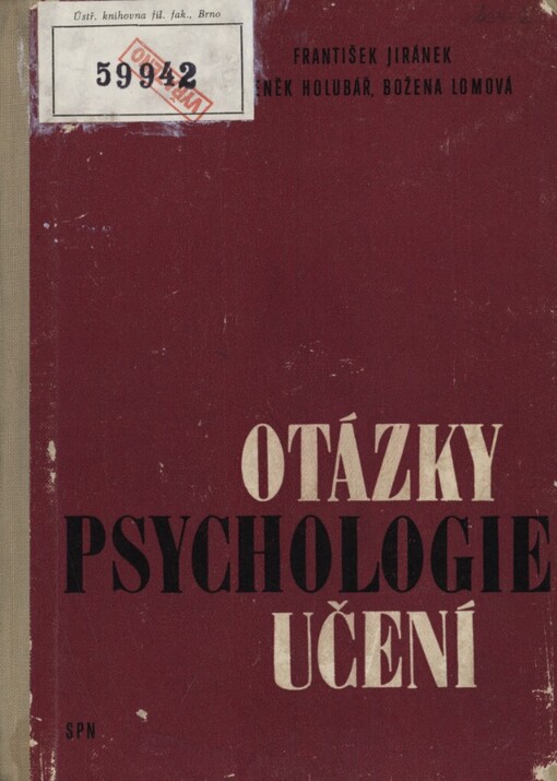 Otázky psychologie učení: chápání pořádajících a syntaktických vztahů u dětí : příručka pro studium psychologie a učitelství