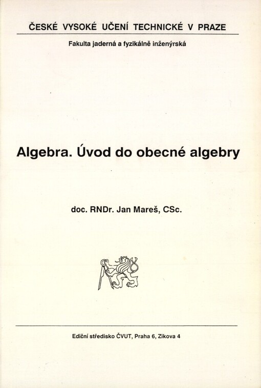 Algebra :úvod do obecné algebry, 2. vyd.