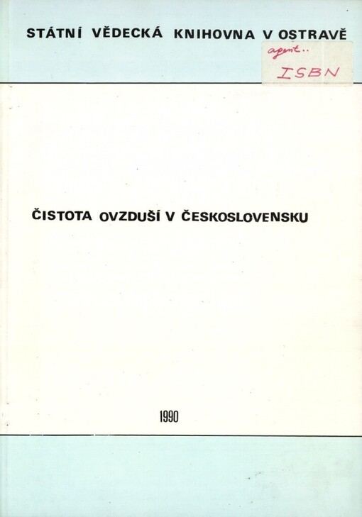 Čistota ovzduší v Československu :výběrová bibliogr.