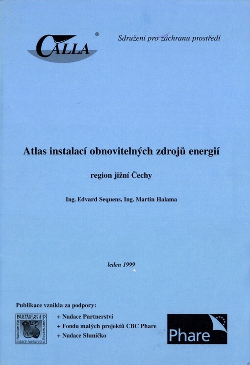Atlas instalací obnovitelných zdrojů energií :region jižní Čechy