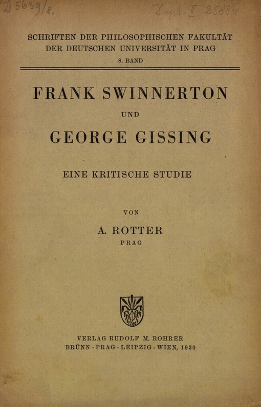Frank Swinnerton und George Gissing: eine kritische Studie