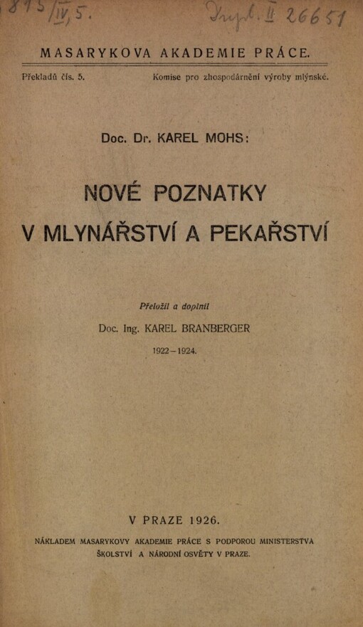 Nové poznatky v mlynářství a pekařství