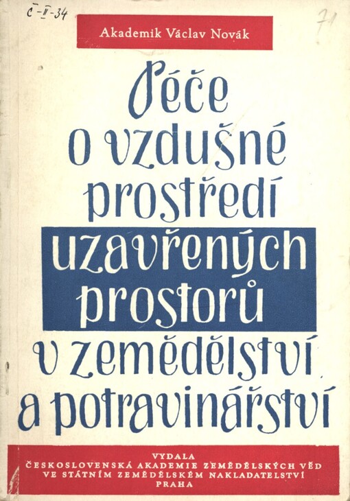 Péče o vzdušné prostředí uzavřených prostorů v zemědělství a potravinářství