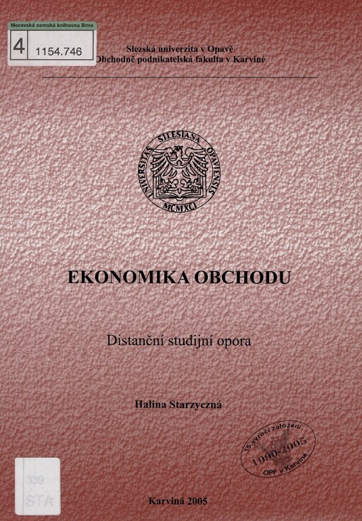 Ekonomika obchodu :distanční studijní opora