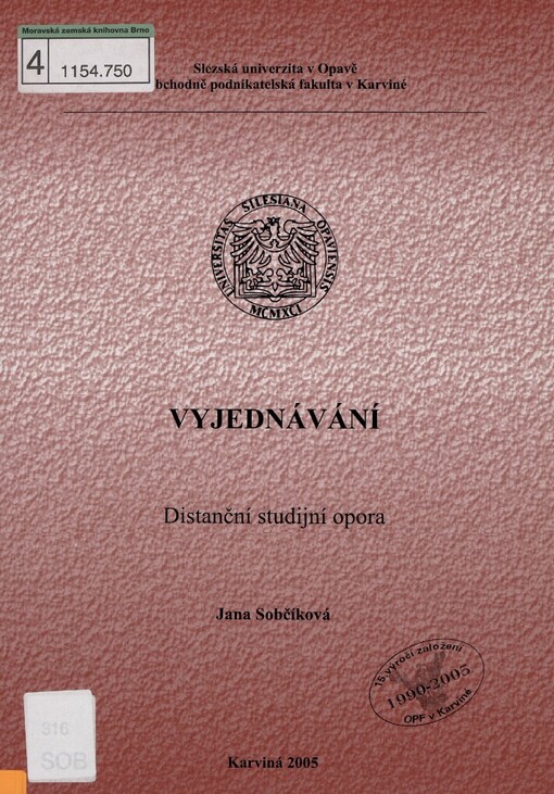 Vyjednávání :distanční studijní opora