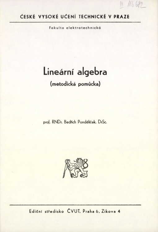 Lineární algebra :met. pomůcka