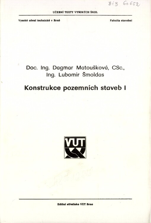 Konstrukce pozemních staveb I: Určeno pro posl. fak. stavební