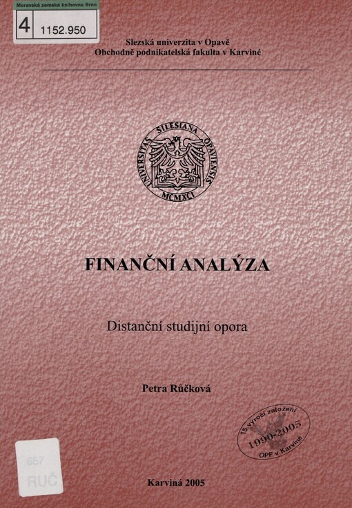 Finanční analýza: distanční studijní opora