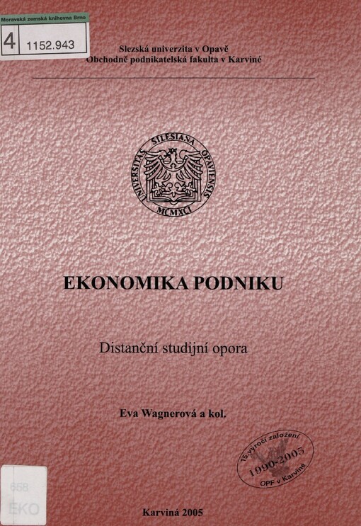 Ekonomika podniku :distanční studijní opora