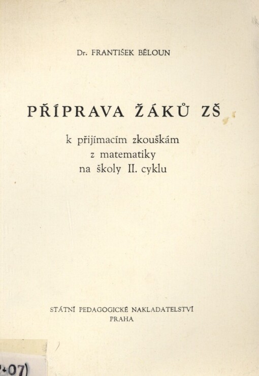 Příprava žáků ZŠ k přijímacím zkouškám z matematiky na školy 2. cyklu