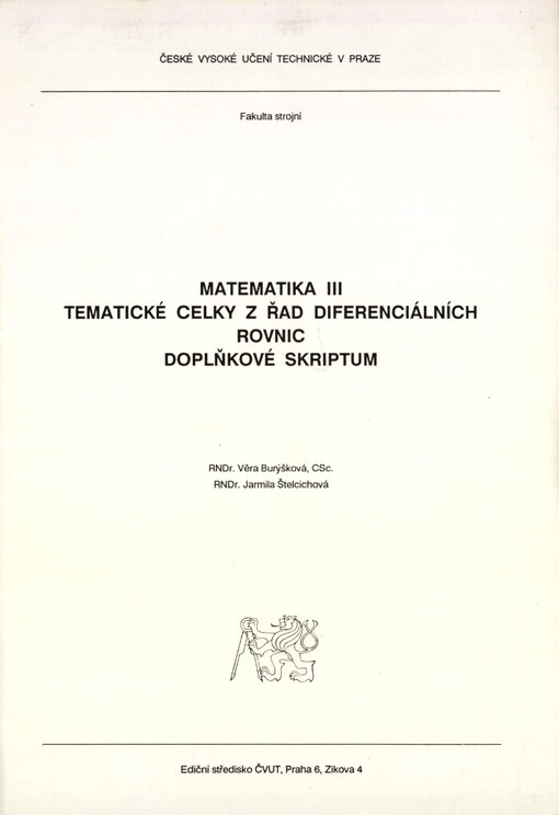 Matematika: doplňkové skriptum pro stud. fak. strojní