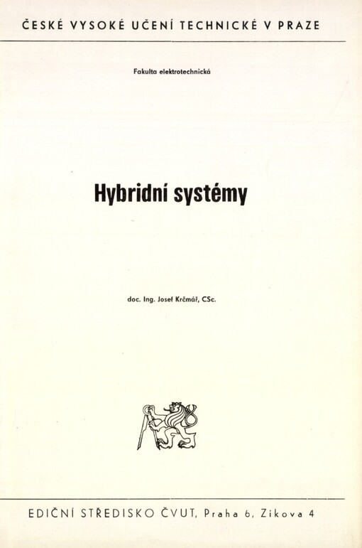 Hybridní systémy :Určeno pro stud. fak. elektrotechn.
