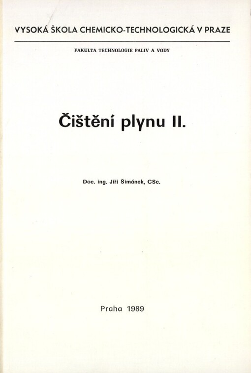 Čištění plynu II.