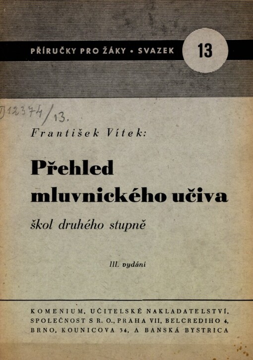 Přehled mluvnického učiva škol druhého stupně