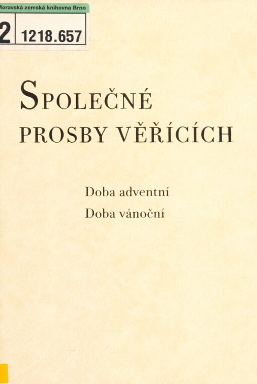 Společné prosby věřících :doba adventní, doba vánoční