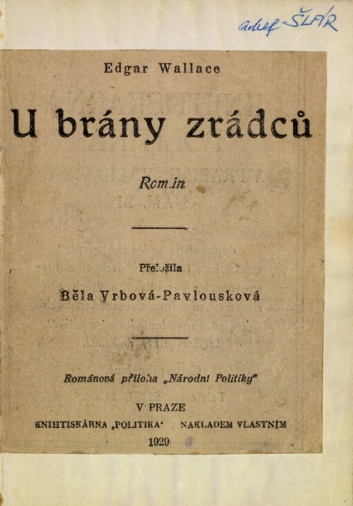 U brány zrádců: Román