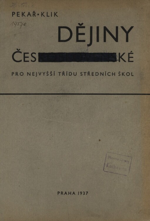 Dějiny československé pro nejvyšší třídu středních škol